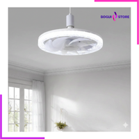Ventilateur de plafond moderne blanc avec éclairage LED circulaire  intégré