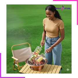 Panier de cuisson roulant pour barbecue sur grill extérieur